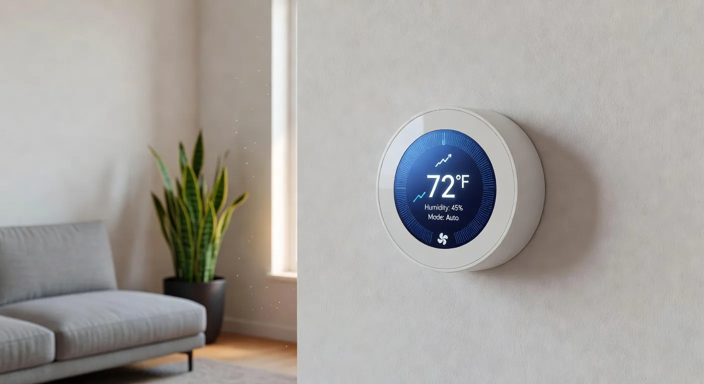 Aurora Sentinel smart thermostat with digital display showing temperature and energy schedule